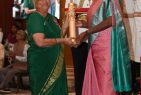 Sudha Murty receiving the Padma Bhushan award